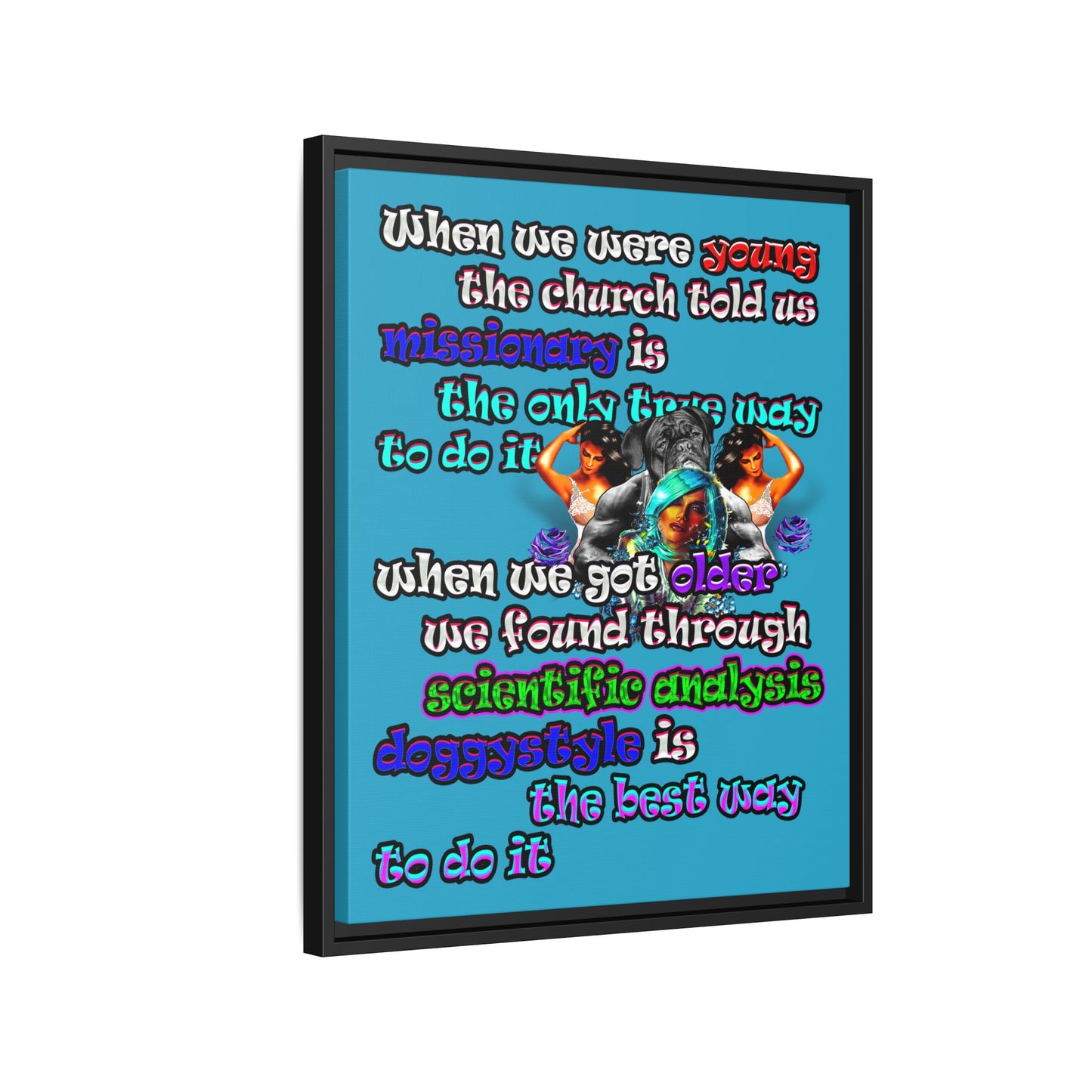 doggystyle - framed canvas art (turquoise)