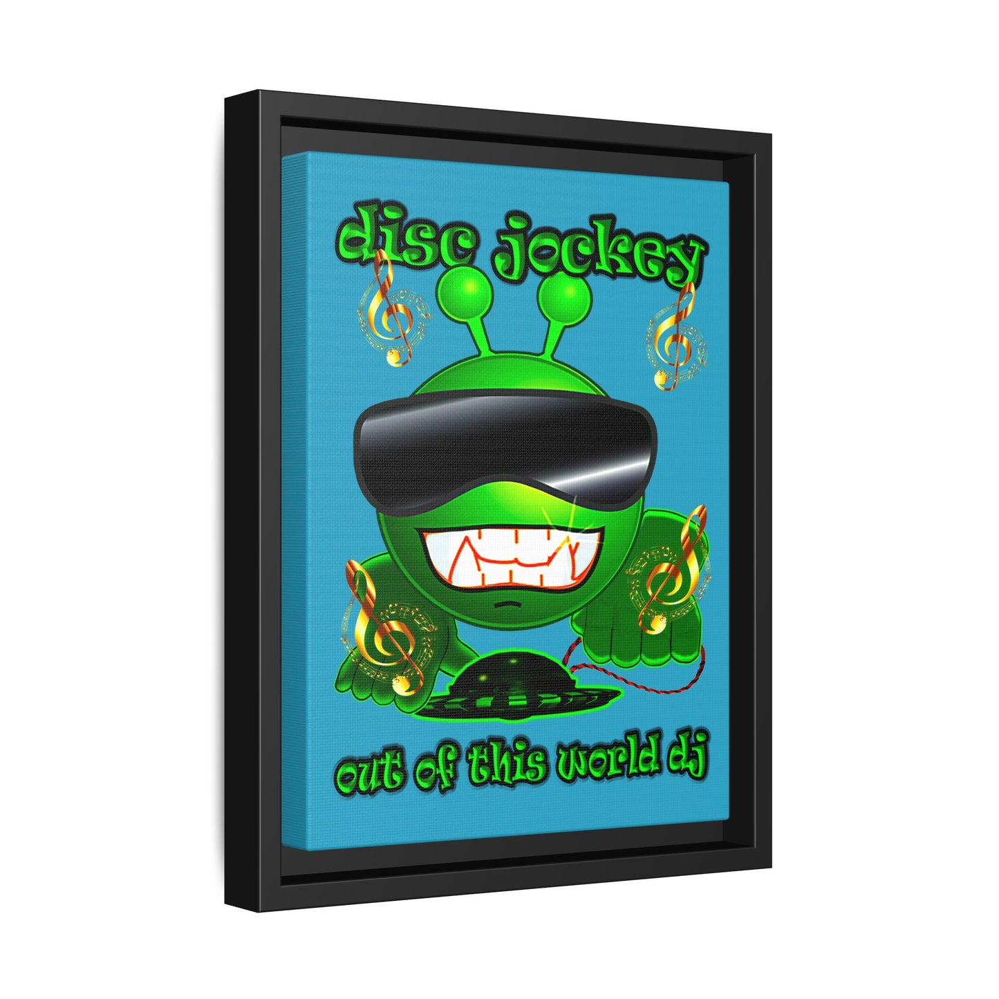 disc jockey - framed canvas art (turquoise)