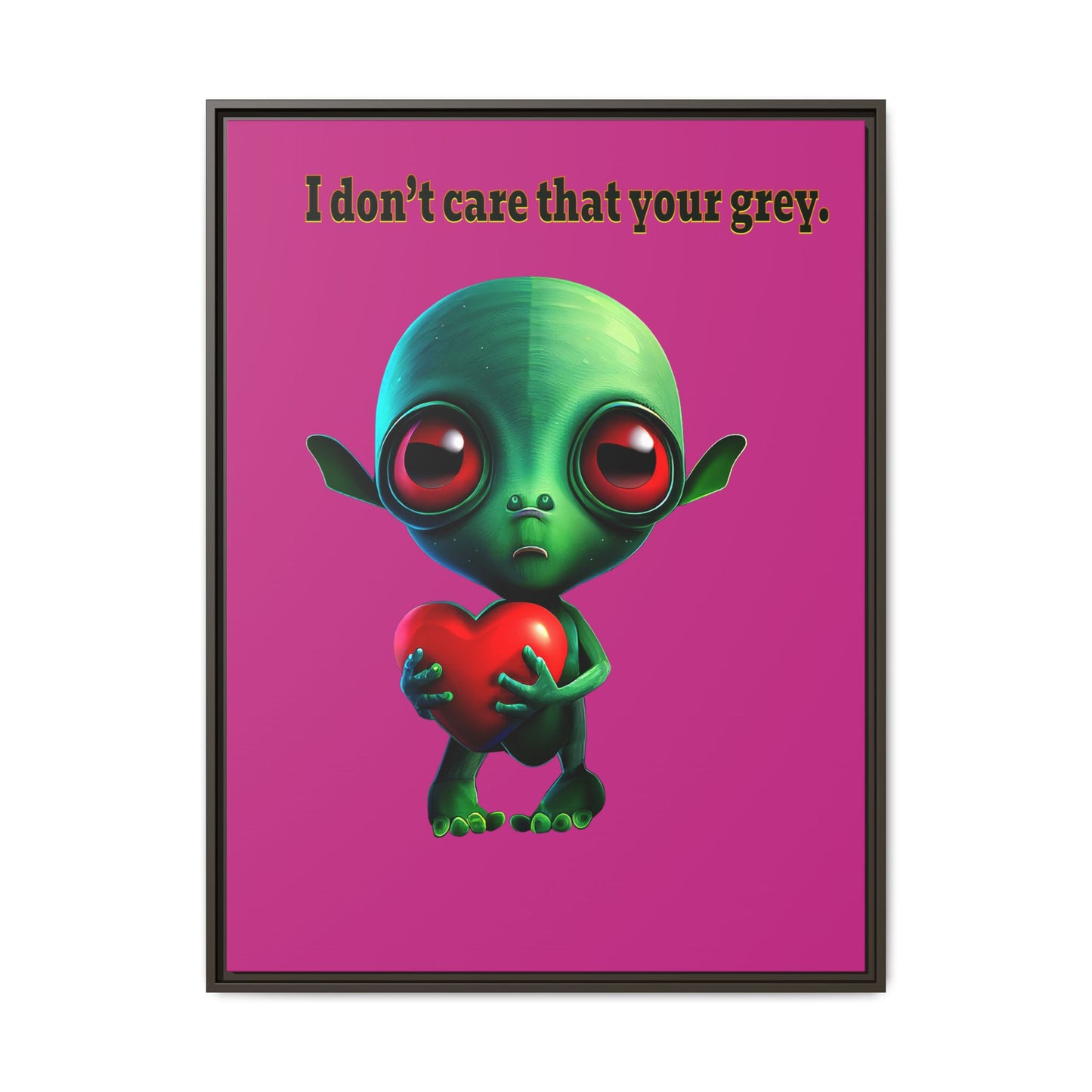 I don't care that your grey - framed canvas art (pink)