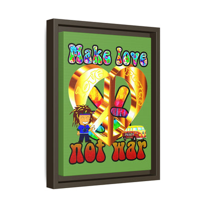 love peace - framed canvas art (green)