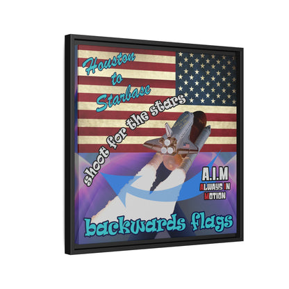 shoot for the stars - framed canvas art (grey-pink wave)