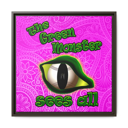 green monster - framed canvas art (pink swirl)