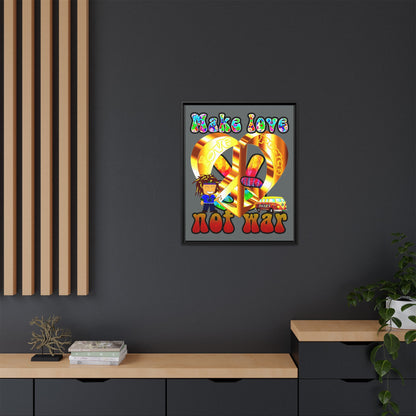 love peace - framed canvas art (dark grey)