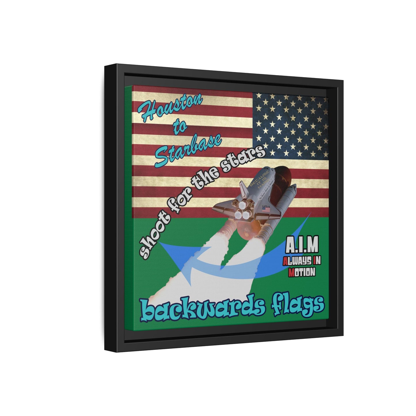 shoot for the stars - framed canvas art (dark green)