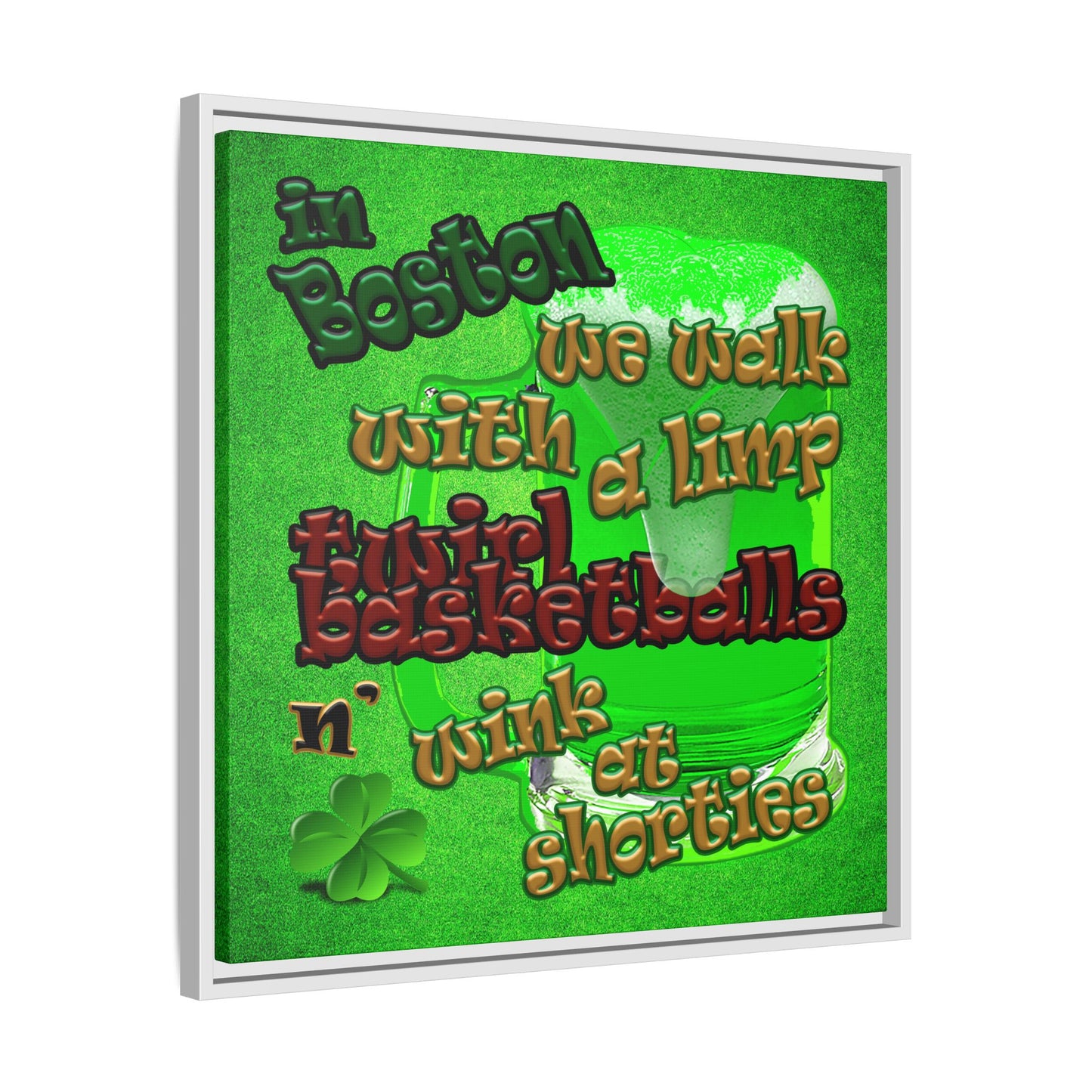 celtics logo - framed canvas art (green turf)