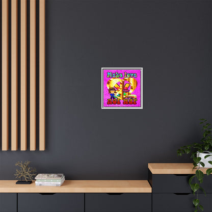 love peace - framed canvas art (pink swirl)