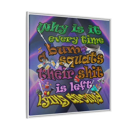 the bum's shit - framed canvas art (grey-pink wave)
