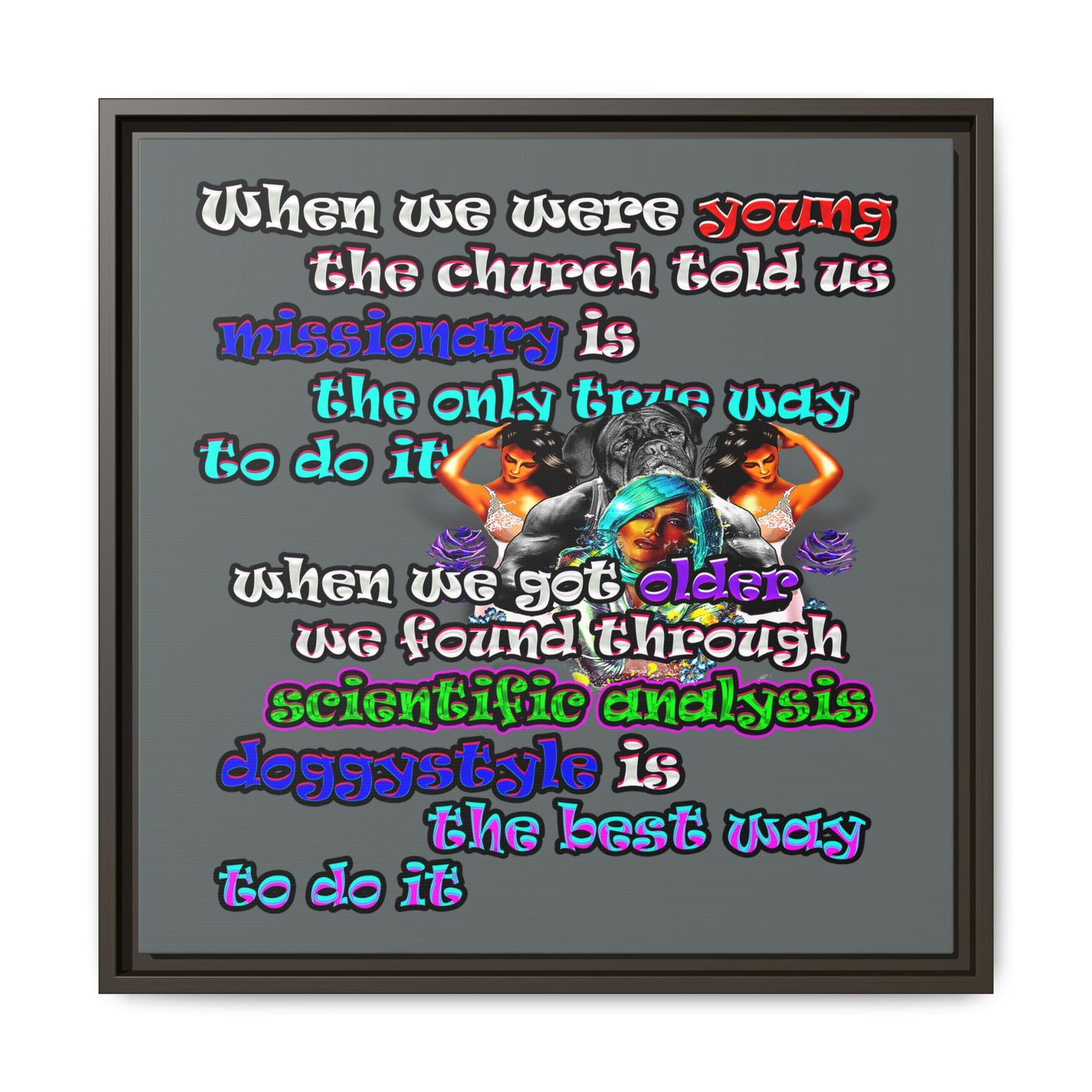 doggystyle - framed canvas art (dark grey)