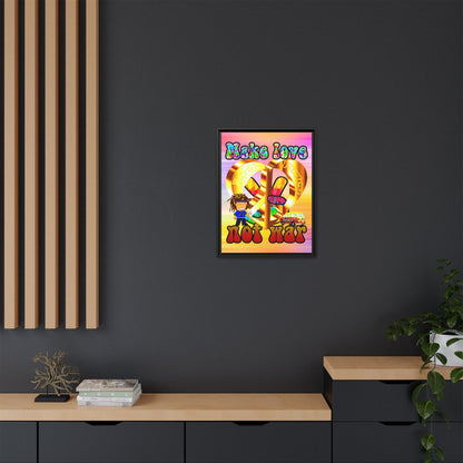love peace - framed canvas art (color blur)