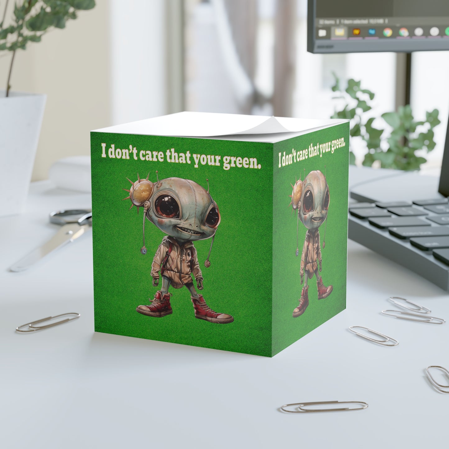 I don't care that your green - note cube (green turf)