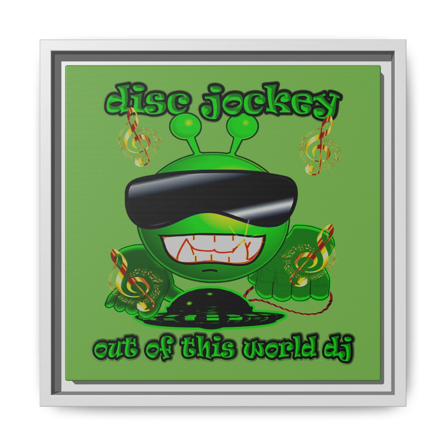 disc jockey - framed canvas art (green)