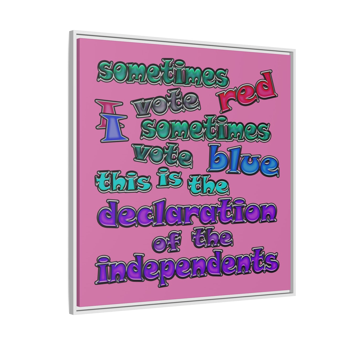 declaration of the independents - framed canvas art (light pink)