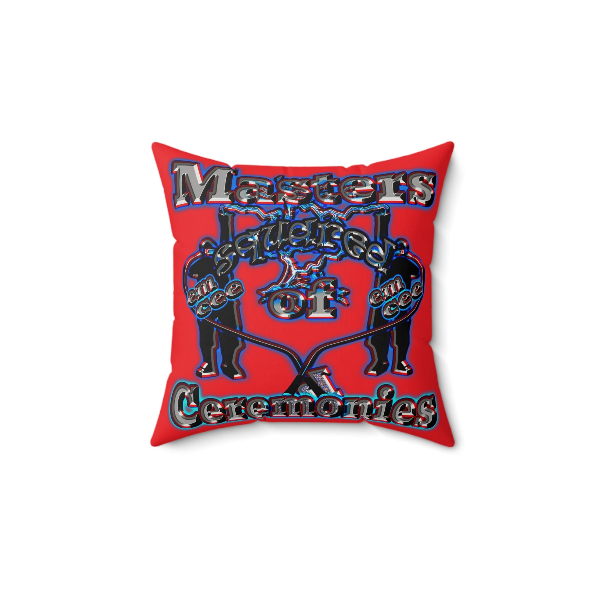 em cee squared - Faux Suede Square Pillow - (red)