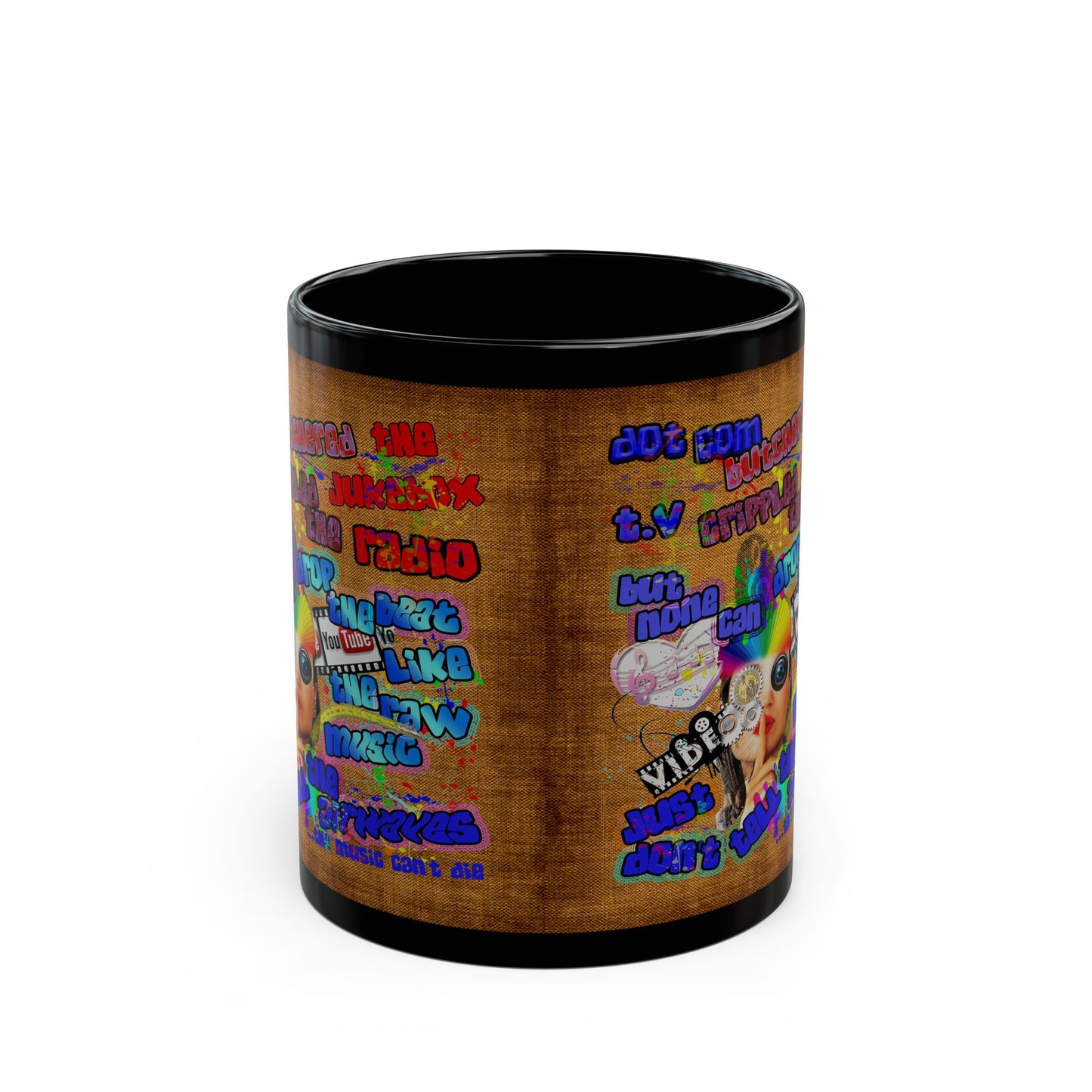 drop the beat - Black Mug (brown papyrus)