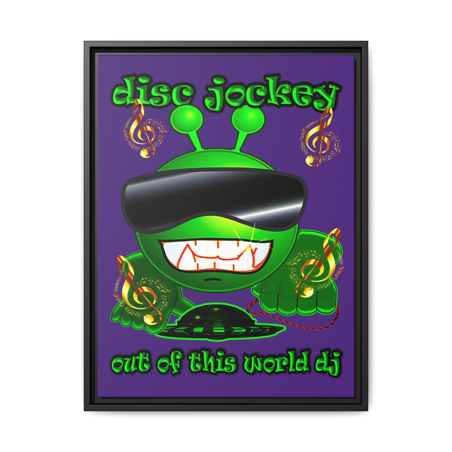 disc jockey - framed canvas art (purple)