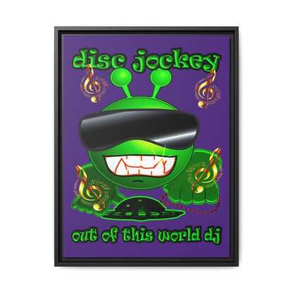 disc jockey - framed canvas art (purple)