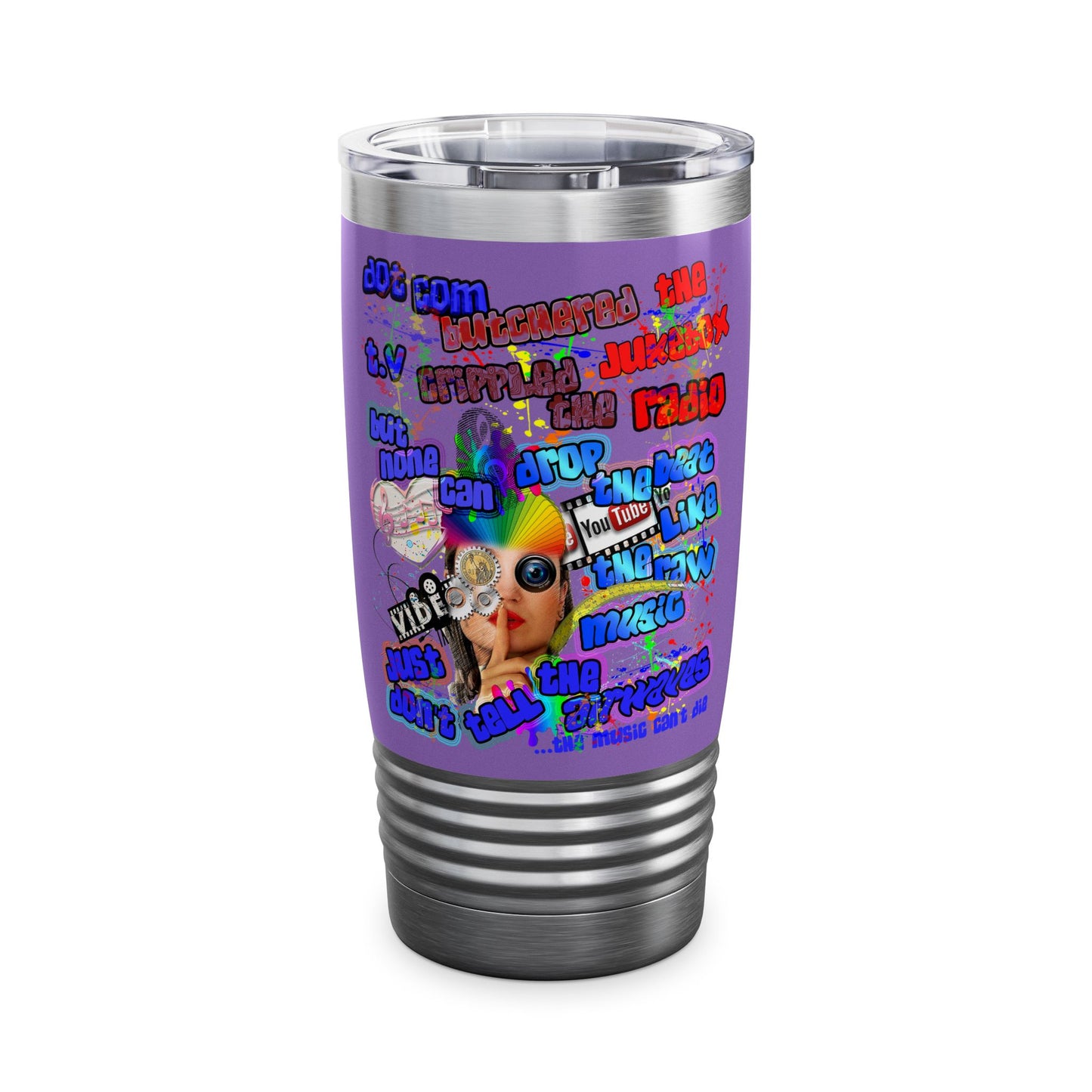 drop the beat - Ringneck Tumbler, 20oz (light purple)