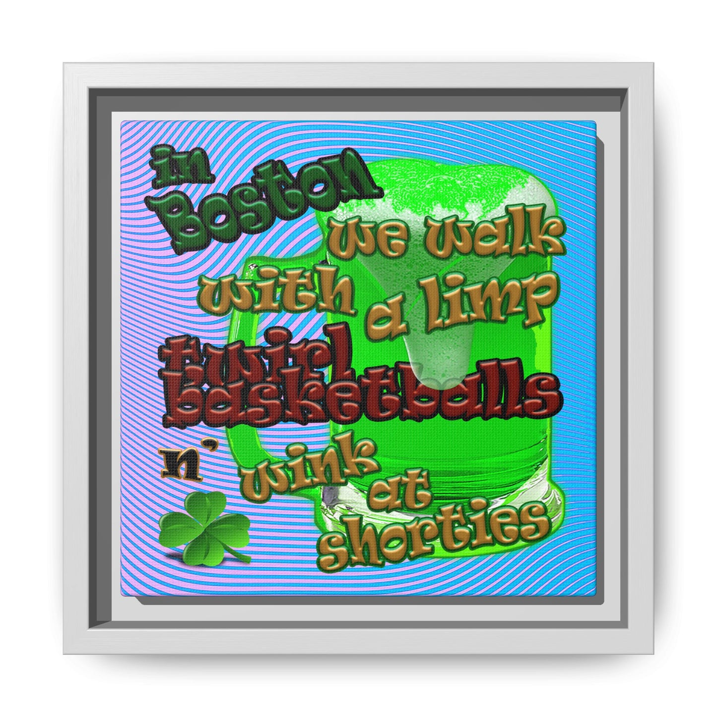 celtics logo - framed canvas art (light blue-purple wave)