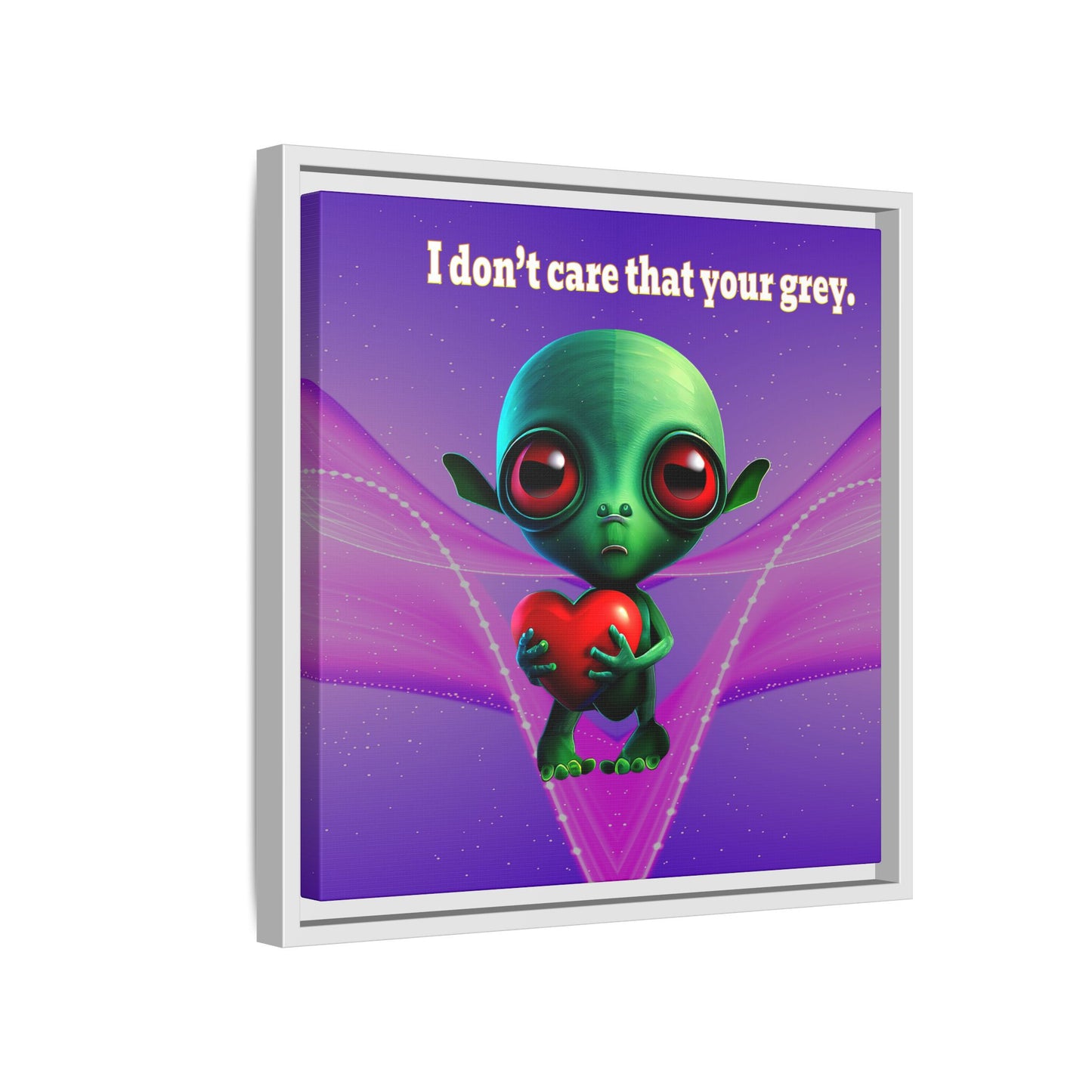 I don't care that your grey - framed canvas art (purple-pink wave)