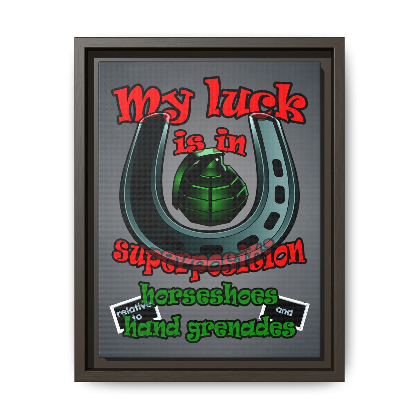 my luck - framed canvas art (grey-light grey)