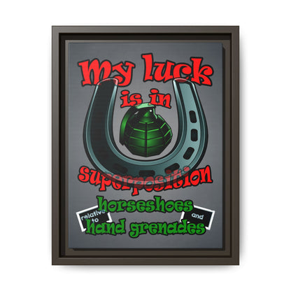 my luck - framed canvas art (grey-light grey)