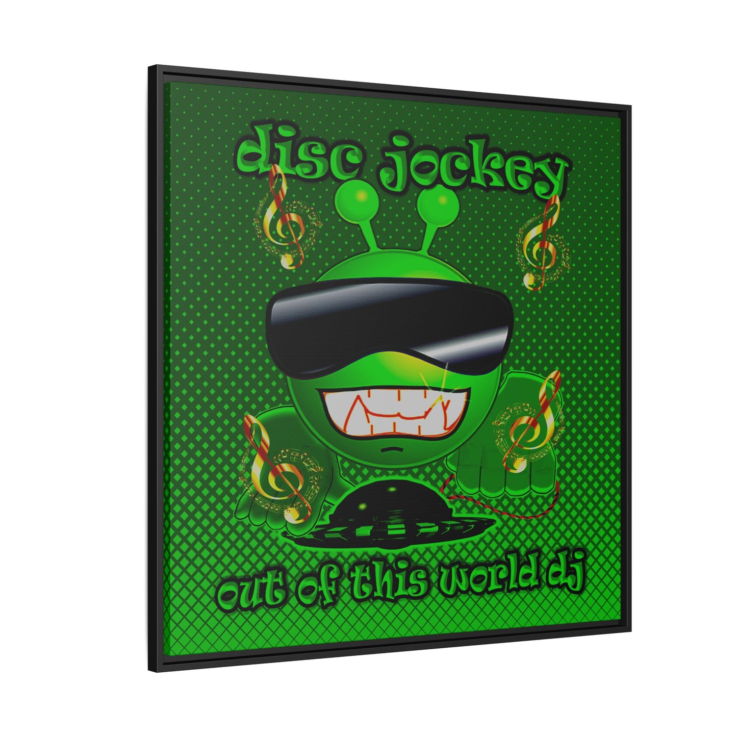 disc jockey - framed canvas art (logo green)