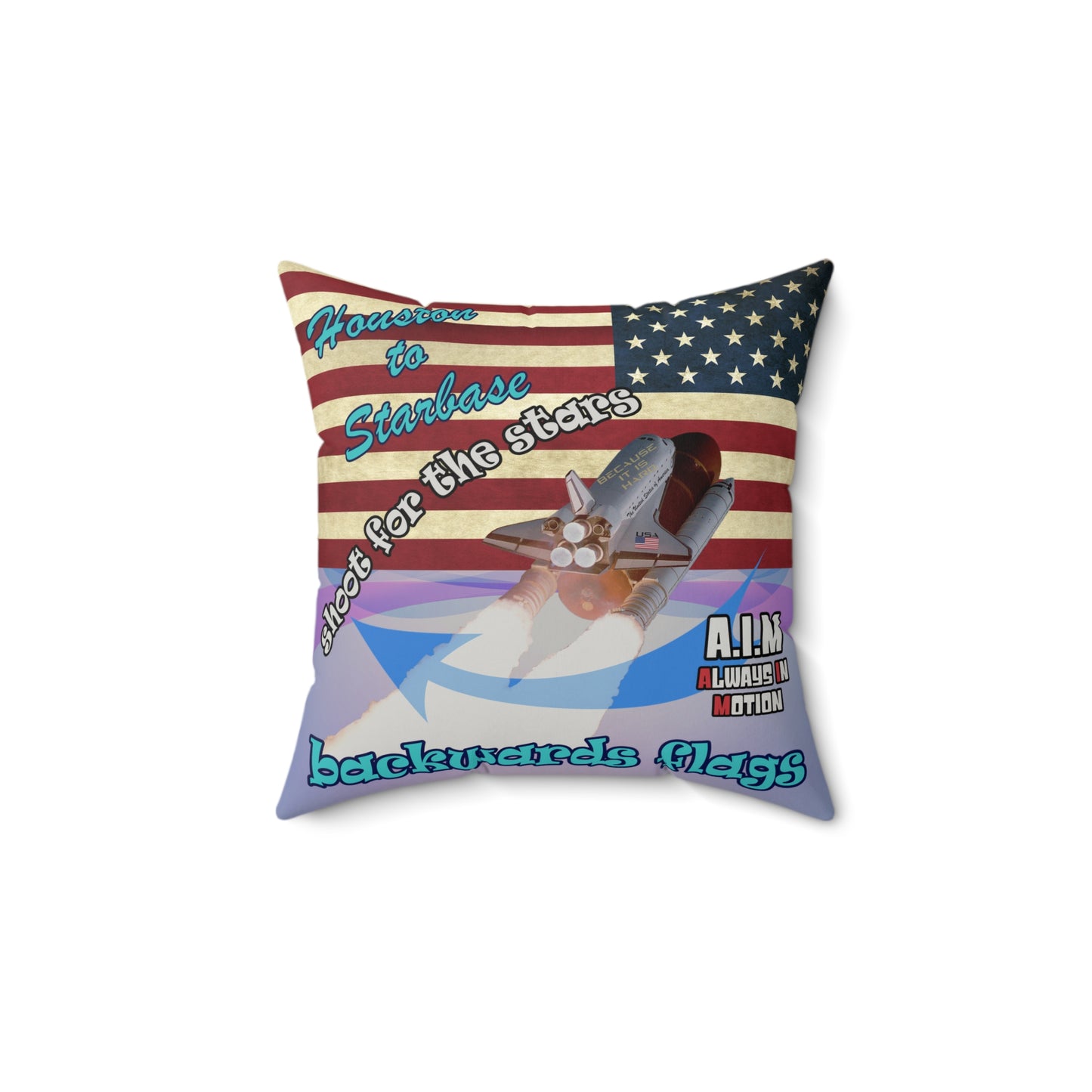 shoot for the stars - Faux Suede Square Pillow - (light blue-pink wave)