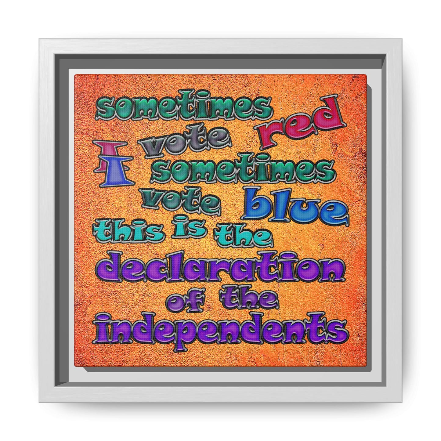 declaration of the independents - framed canvas art (burnt orange)