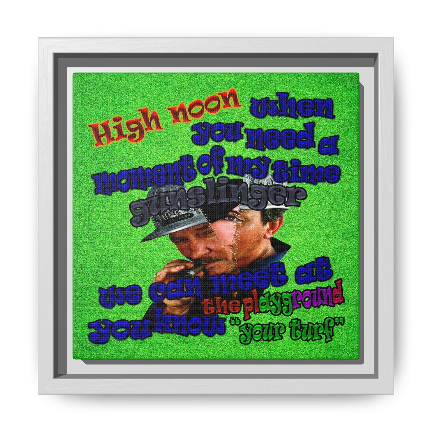 high noon - framed canvas art (green turf)