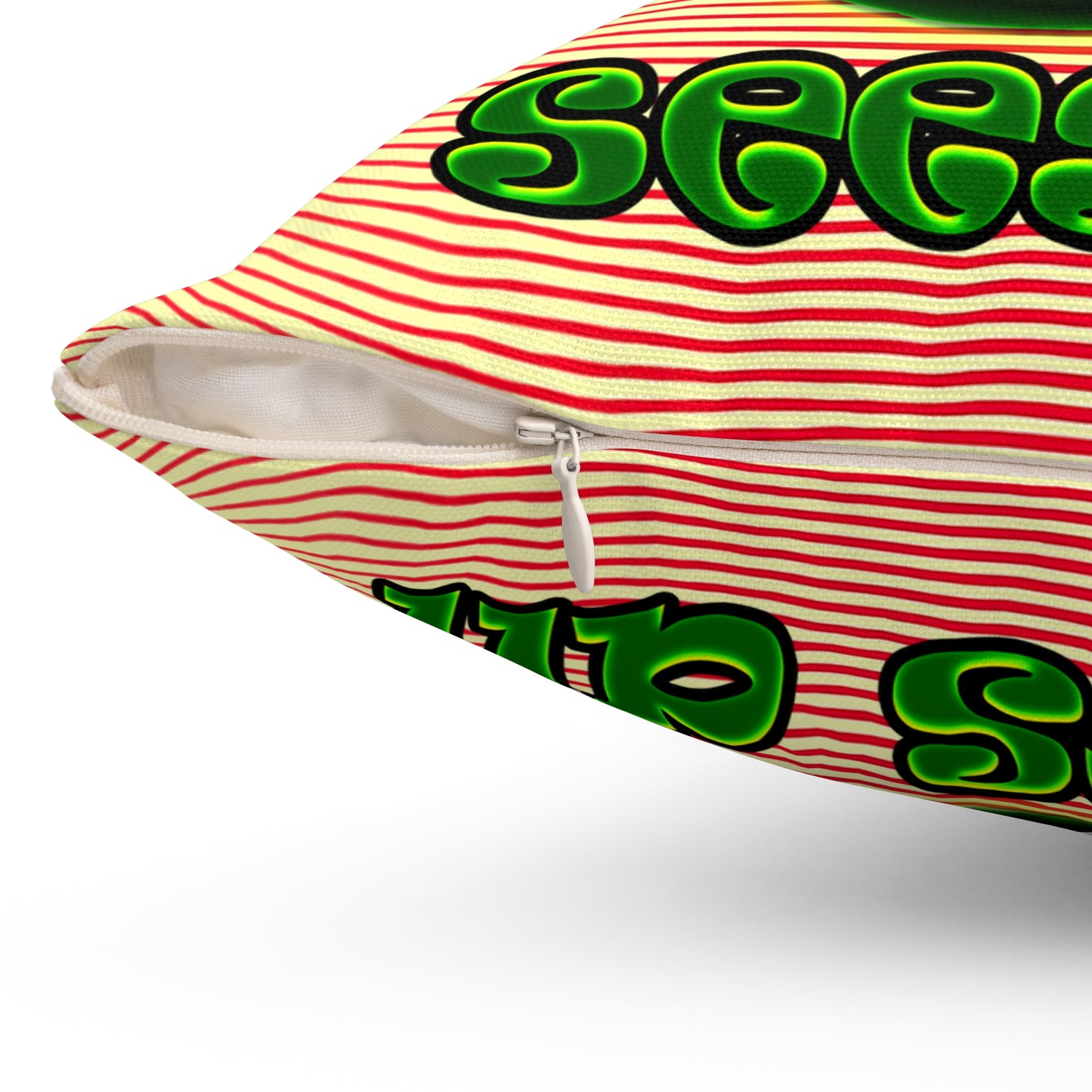 green monster - Spun Polyester Square Pillow - (yellow-orange wave)