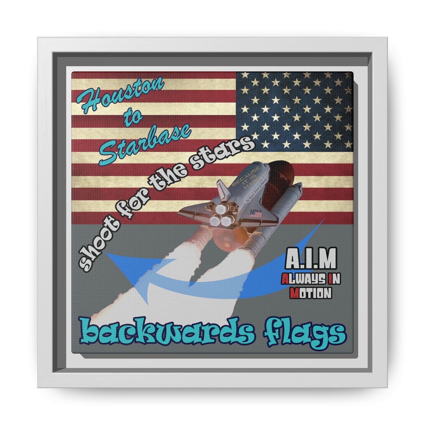 shoot for the stars - framed canvas art (dark grey)