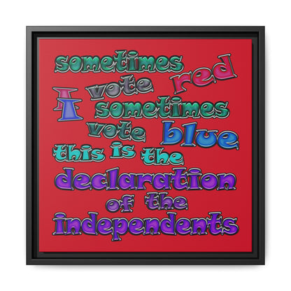declaration of the independents - framed canvas art (dark red)