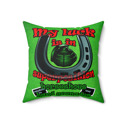my luck - Spun Polyester Square Pillow - (green turf)