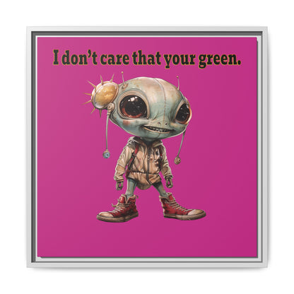 I don't care that your green - framed canvas art (pink)
