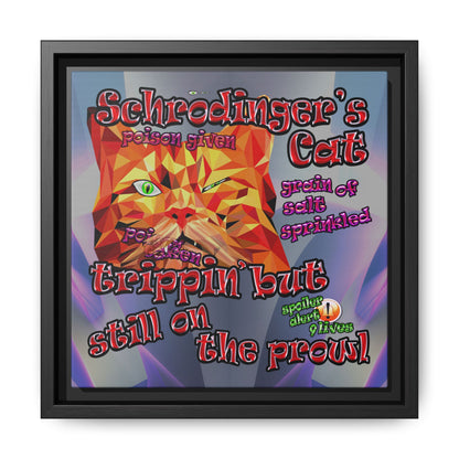 schrodinger's cat - framed canvas art (grey-pink wave)