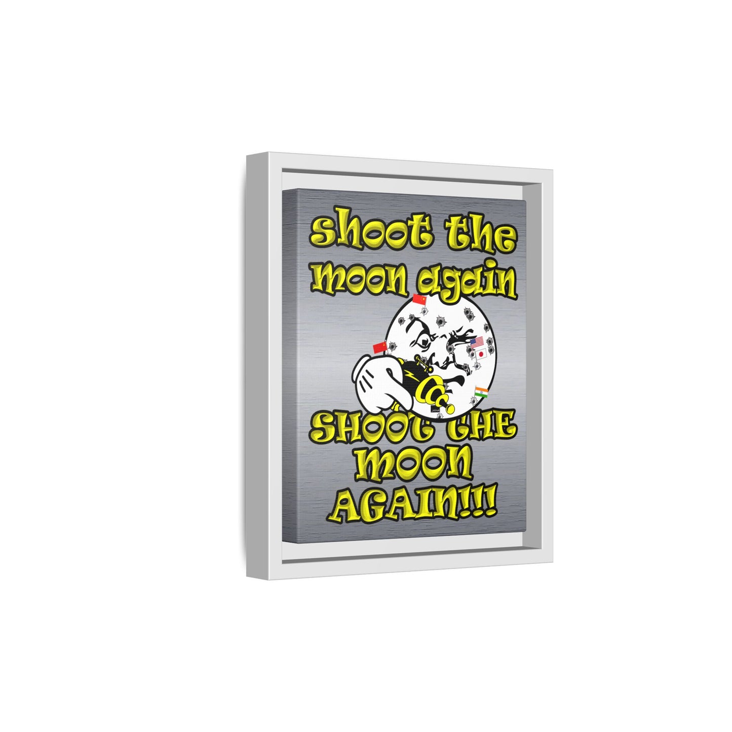shoot the moon again - framed canvas art (brushed nickel)
