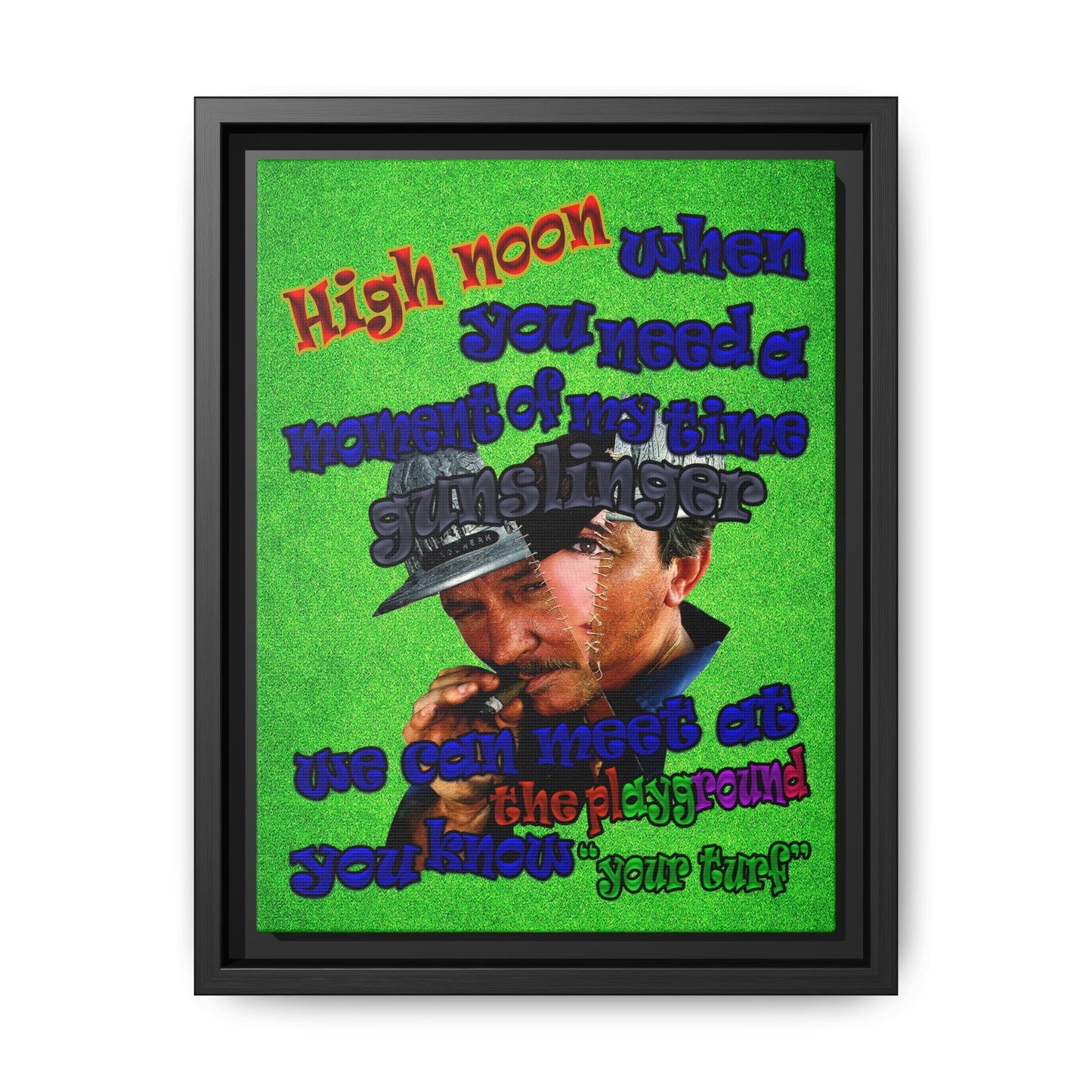 high noon - framed canvas art (green turf)