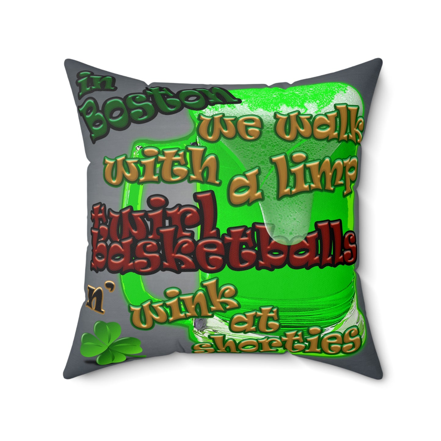 celtics logo - Spun Polyester Square Pillow - (grey-light grey)