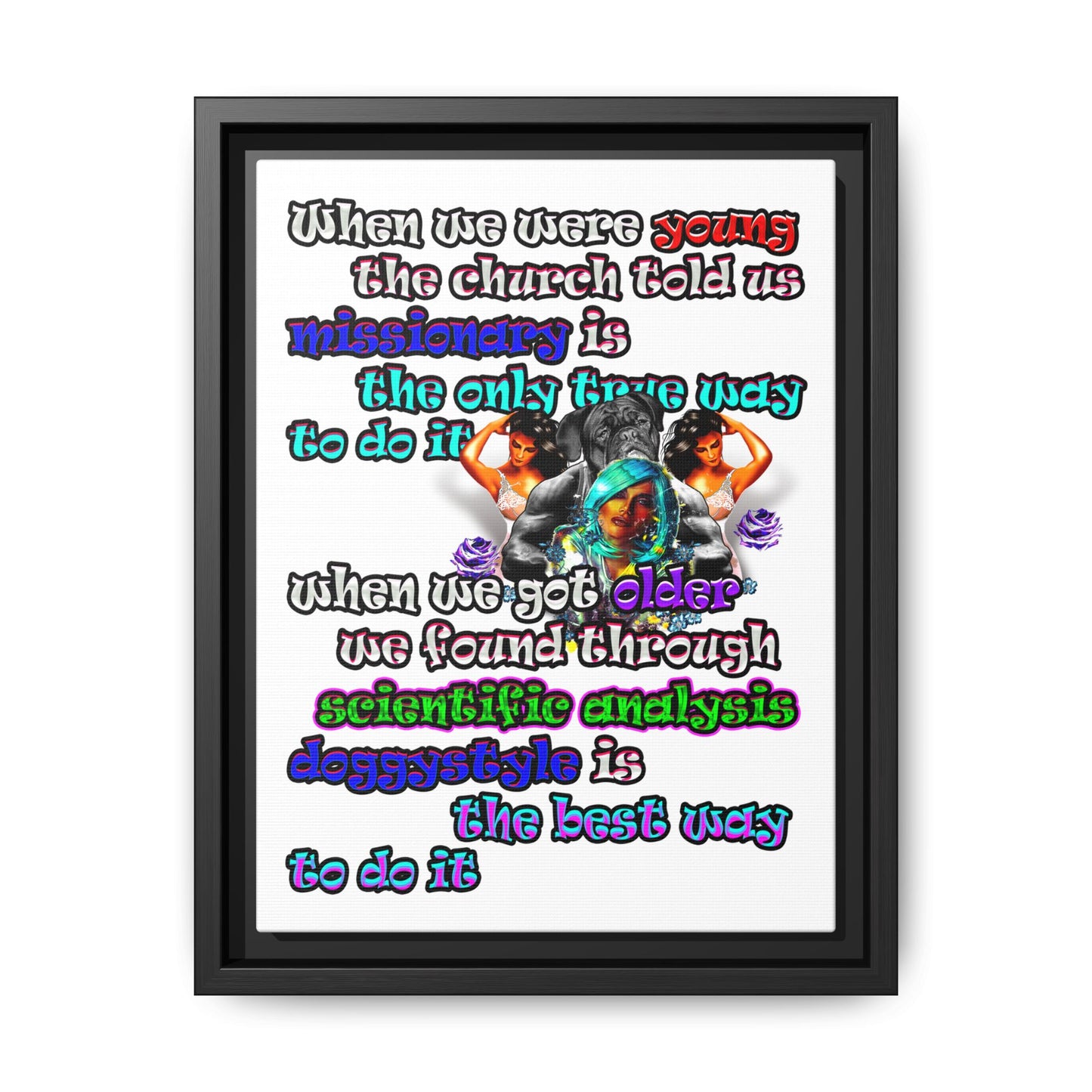 doggystyle - framed canvas art (white)