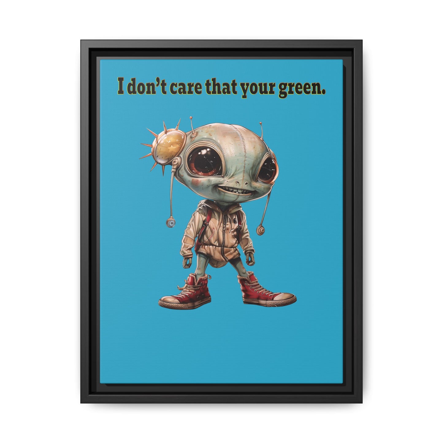 I don't care that your green - framed canvas art (turquoise)
