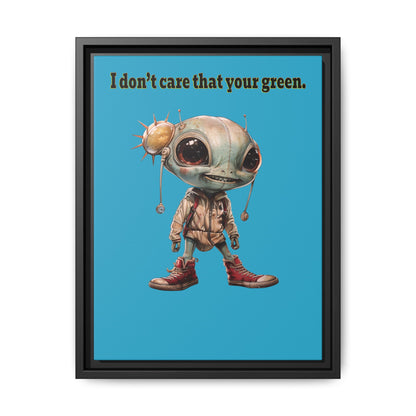 I don't care that your green - framed canvas art (turquoise)