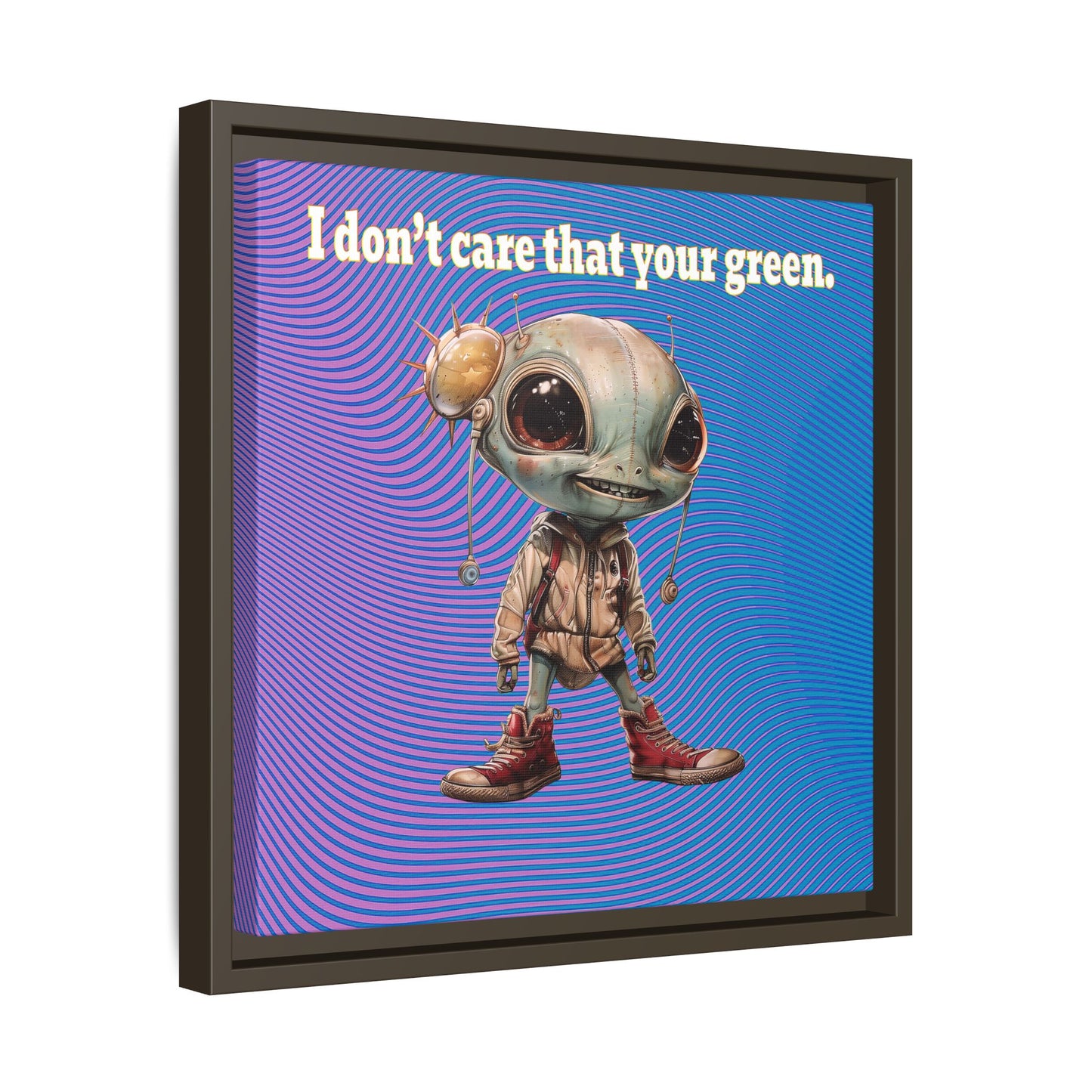 I don't care that your green - framed canvas art (light blue-purple wave)