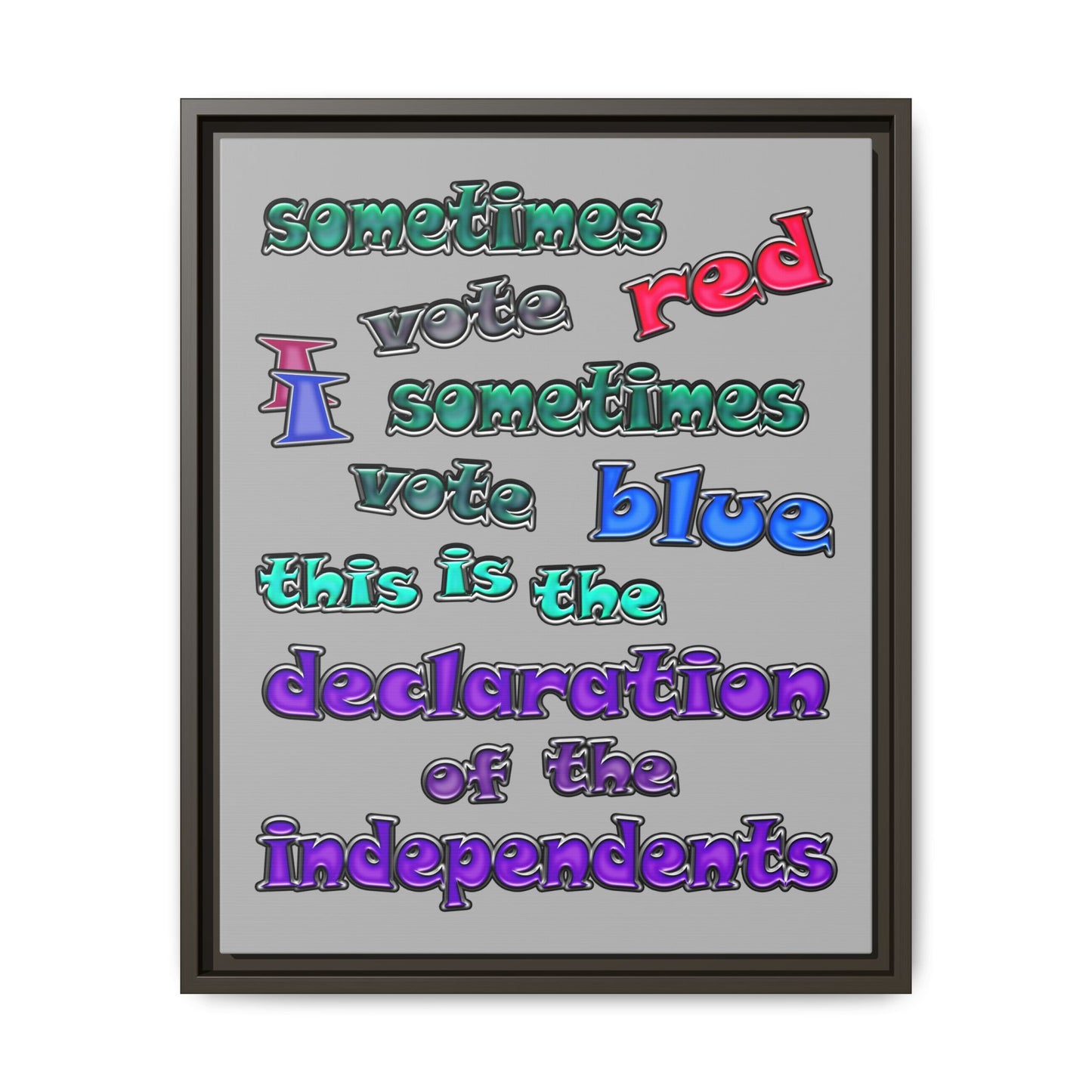 declaration of the independents - framed canvas art (light grey)