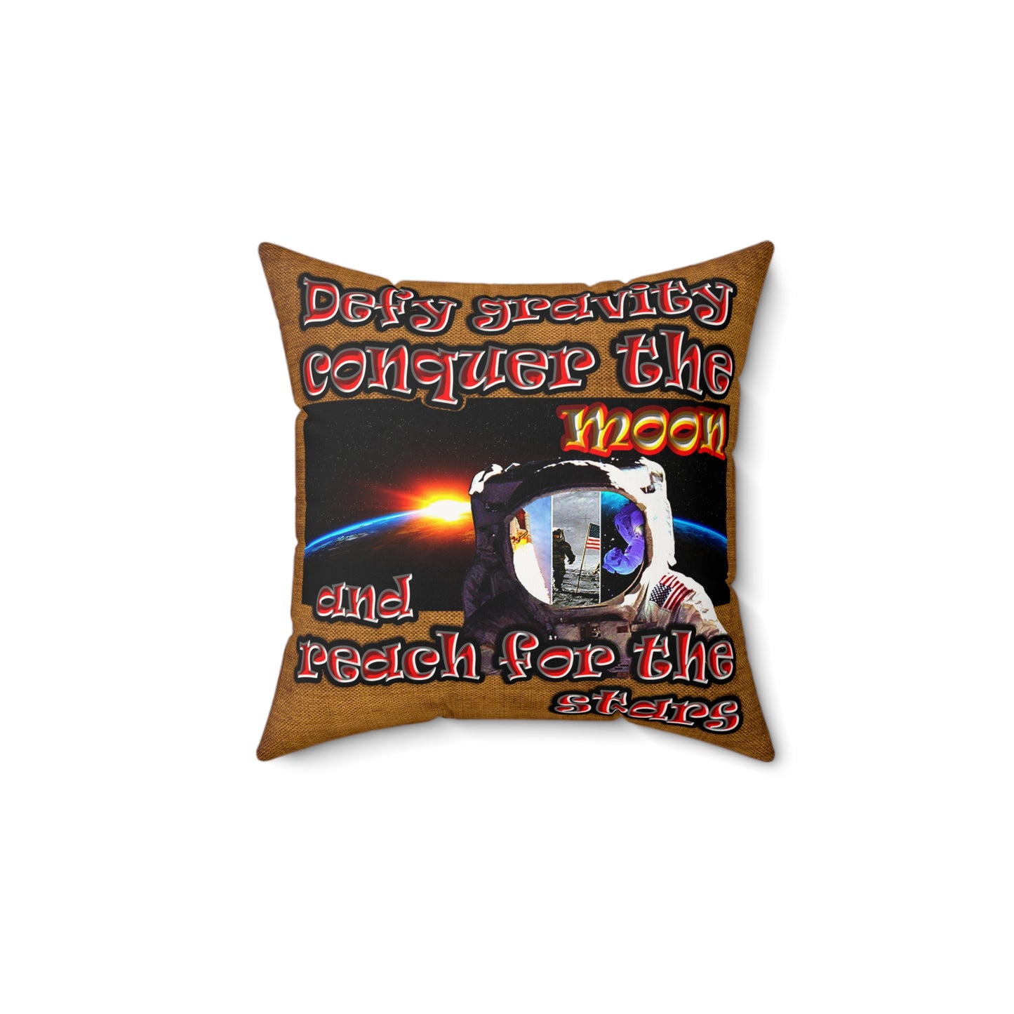 defy conquer reach - Faux Suede Square Pillow - (dichromatic brown papyrus)