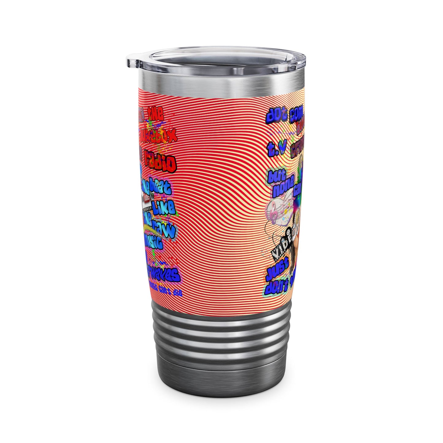 drop the beat - Ringneck Tumbler, 20oz  (yellow-orange wave)