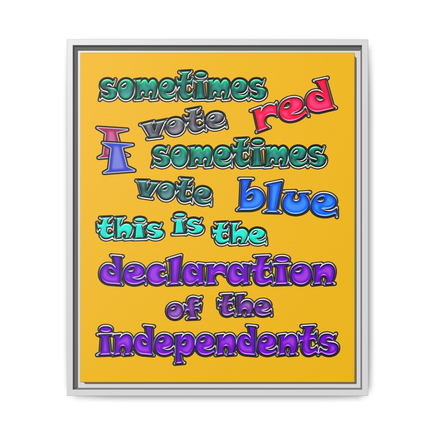 declaration of the independents - framed canvas art (yellow)