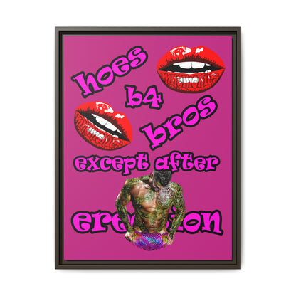 hoes b4 bros - framed canvas art (pink)