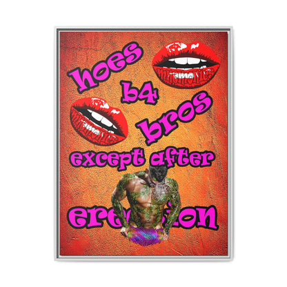 hoes b4 bros - framed canvas art (burnt orange)