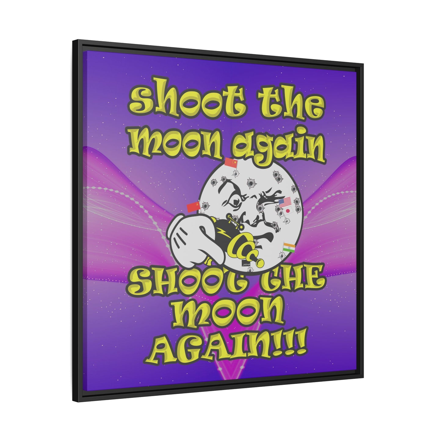 shoot the moon again - framed canvas art (purple-pink wave)