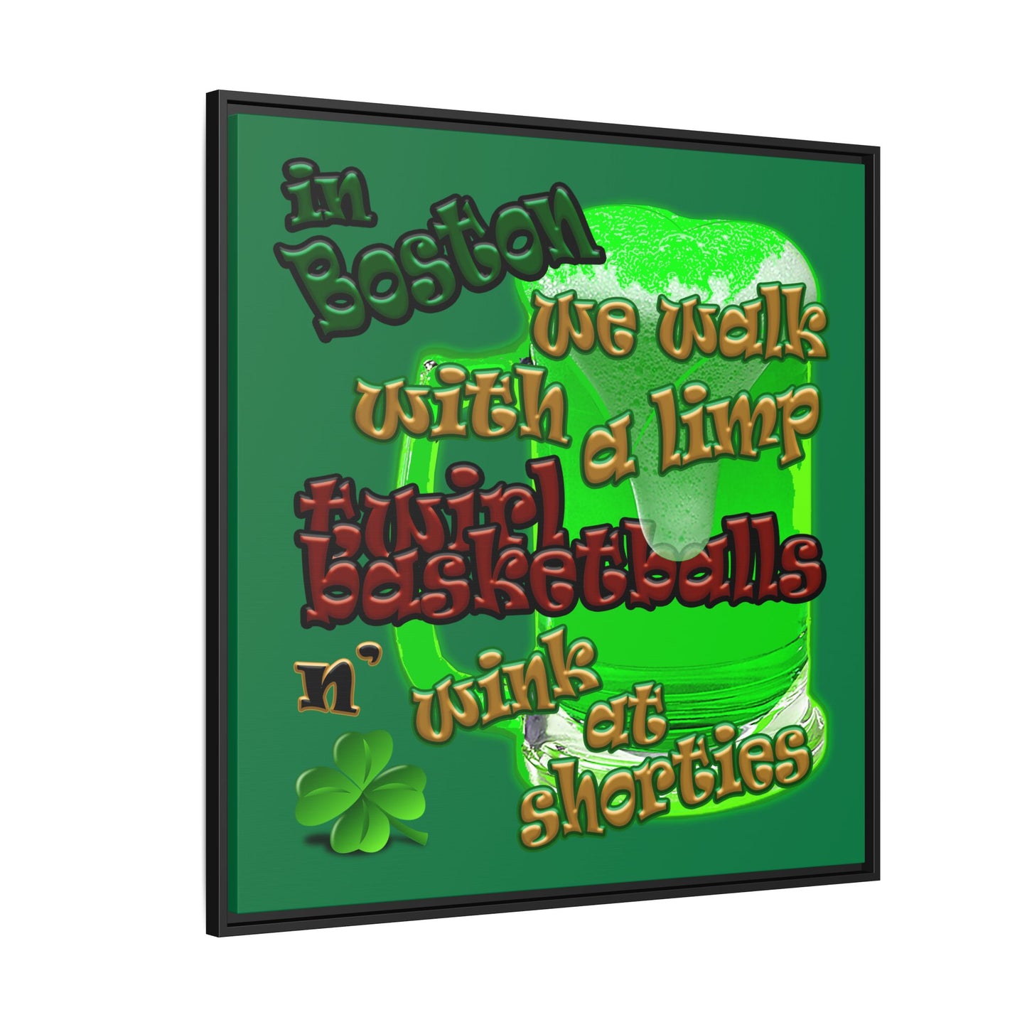 celtics logo - framed canvas art (dark green)